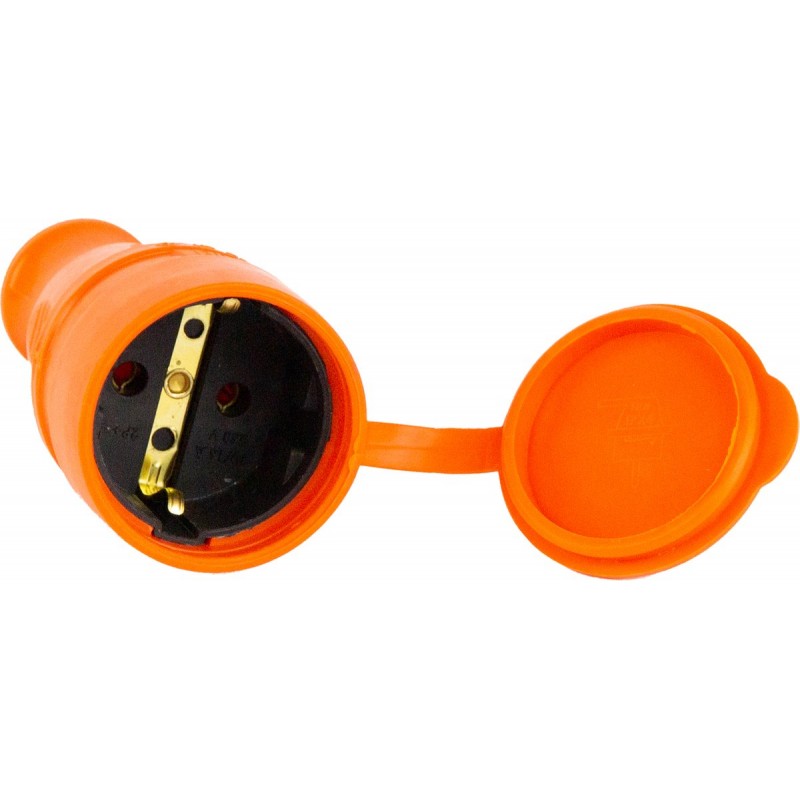 Losse Stekker + Losse Contrastekker geaard - Voor snoer - 250 V - Recht - Rubber - IP44 - Oranje - 10A 16A