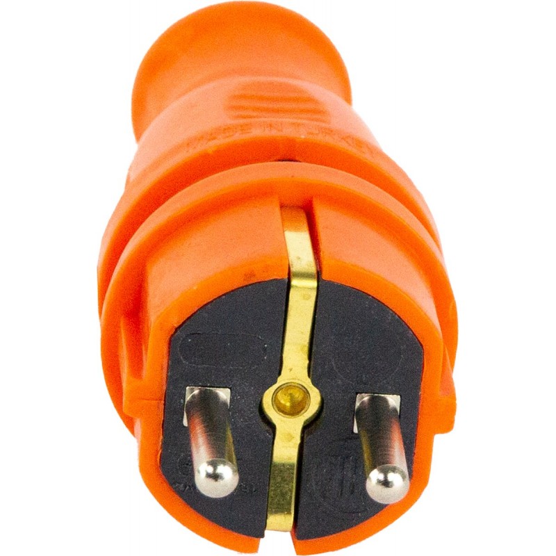 Losse stekker geaard - IP44 - Voor snoer - 250 V - Recht - Rubber - Spatwaterdicht - Oranje - 10A 16A